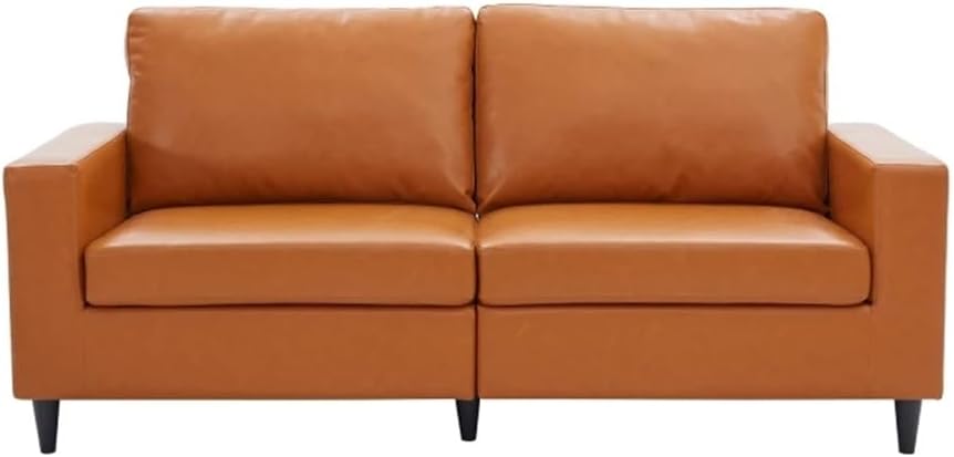 2 Seat Sofa PU Leather Bubble Upholsted Couch Furniture Wooden Legs, Suitable for Family Living Rooms, Apartments