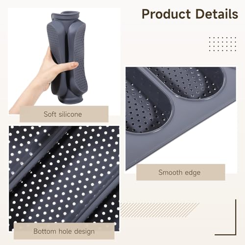 image for OMISTAR 3 PCS Silicone Baguette Pan and Hamburger Bun Pan Set,Non-stic