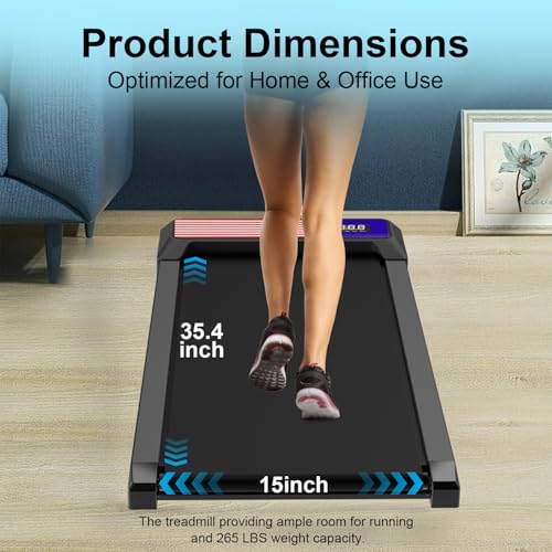 Image of Under Desk Treadmill, Walking Treadmill Pad, 2.5 HP 265 Lbs Low Noise Walking Pad Incline LED Display with Remote Control Walking Jogging Running Machine, Treadmills for Home and Office