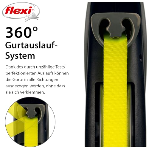 flexi® Giant Professional L | 10m Gurt Roll-Leine für Hunde bis 50 kg | schwarz/neon-gelb | ausziehbare...