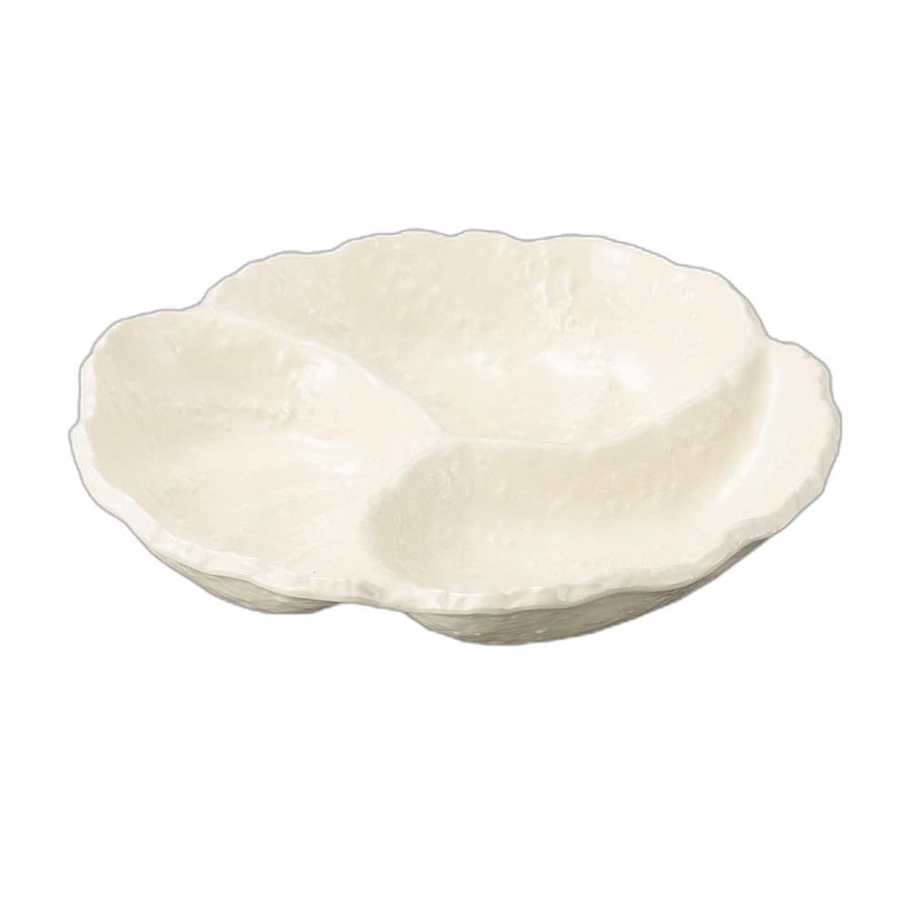 ???????(Setomonohonpo) Uzu Tide 3 Hors D'oeuvres on White Background [11.0 x 10.1 x 2.1 inches (27.8 x 25.7 x 5.3 cm) | Serving Plate |