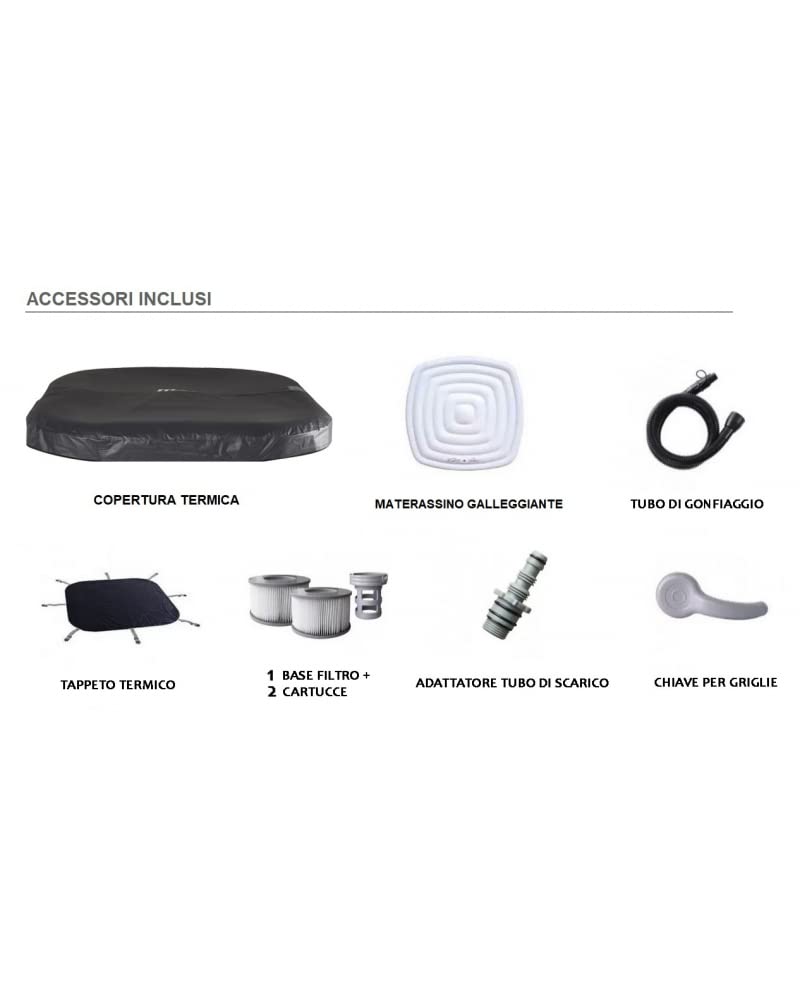 Arredo Minipiscina Idromassaggio Autogonfiante con Riscaldatore e Telecomando Multifunzione (Minipiscina Spa Vito Plus)