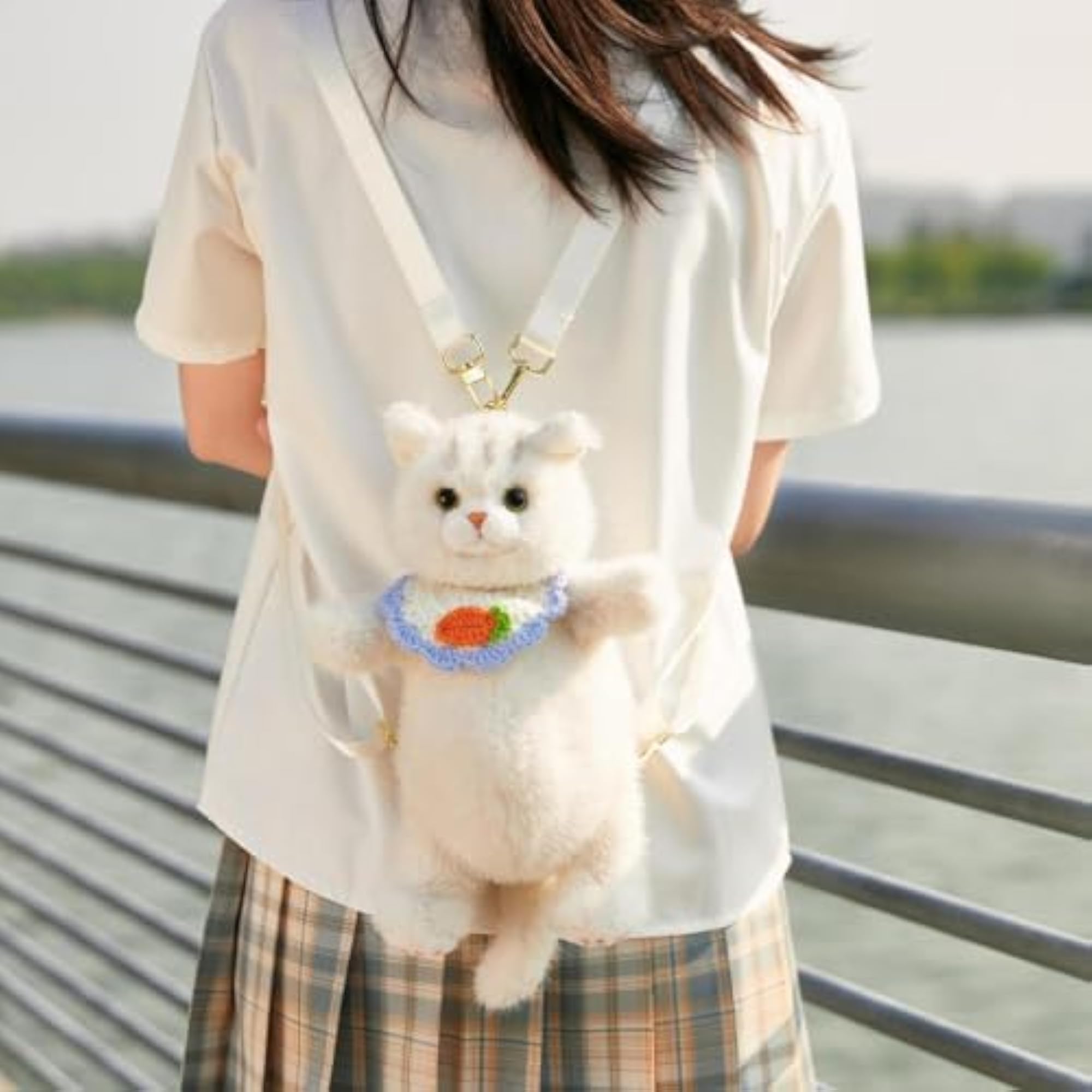 Stuffed Cat Doll Backpack Daypack for Gift