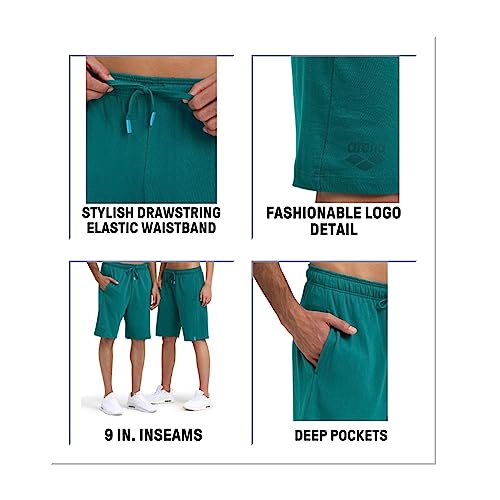 ARENA Bermuda Solid Unisex Shorts, Mens Womens Comfy 100 Percent Cotton Jersey Sweat Shorts Drawstring Deep Side Pockets4