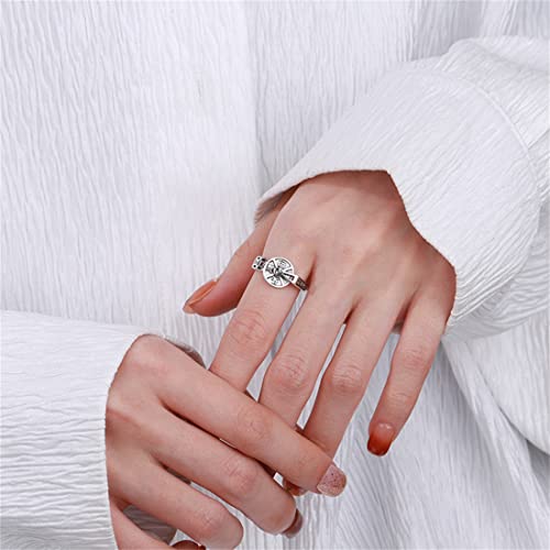 Bague argent sterling pièce monnaie porte-bonheur ajustable