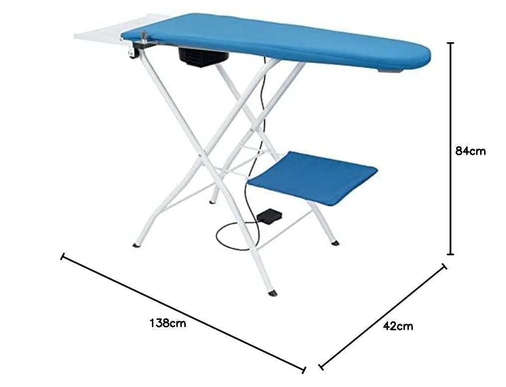EOLO Table à Repasser AS06Plus Professionnelle Aspirante Chauffante Pliante en Vertical avec Roues Support Chaudière et Vêtements Table avec Thermostat Economie d'énergie A++