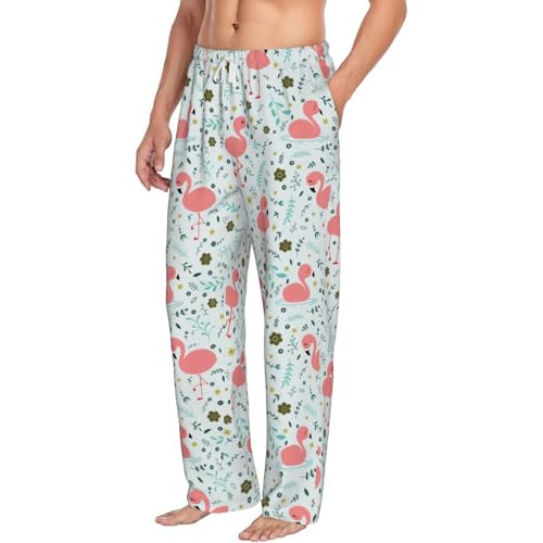 Cute Flamingo For Men'S Lightweight Pajama Pants Adjustable Drawstring & Pockets All-Season Sleepwear