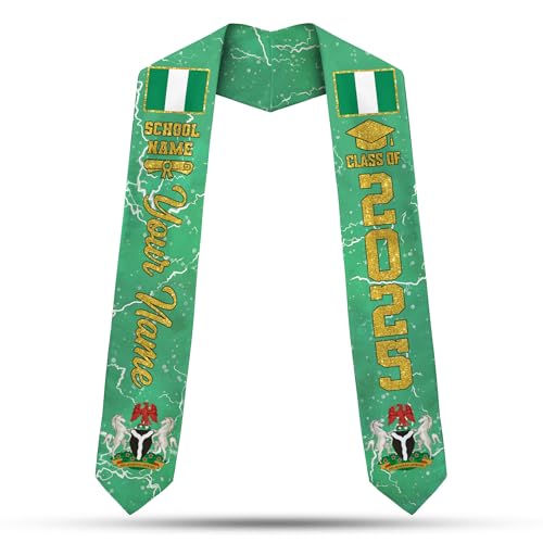 MonkeyVan Custom Nigerian Graduation Sash, Nigeria Stole Customize, Nigerian Stoles For Graduation 2025, Class of 2025 M76