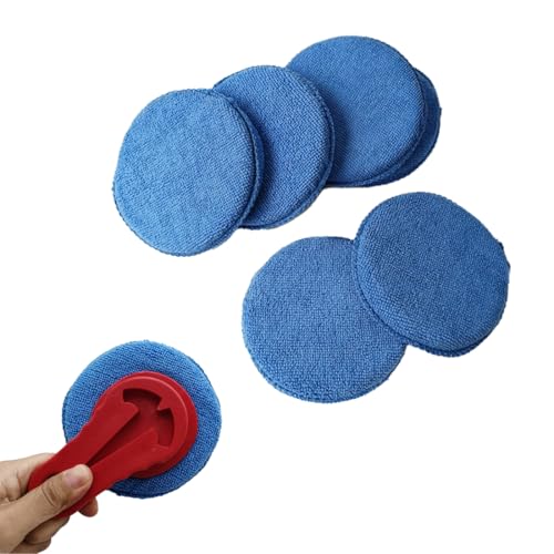 BIRLOZA Pack de 6 Almohadillas Aplicadoras de Cera de Microfibra para el Cuidado del Auto, Almohadilla Aplicadora de Microfibra con Bolsillo para los Dedos para Autos, Camiones Pulido Fino (13cm)