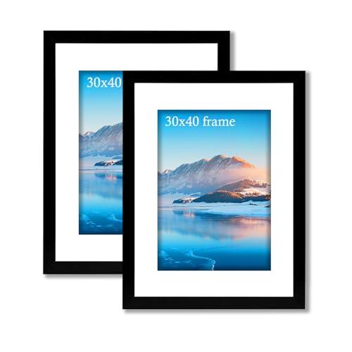 30 x 40 cm Frame 2 Pack,Black Wooden 12 x16 inch Picture Frame, 30x40 cm Photo Frame with Plexiglass