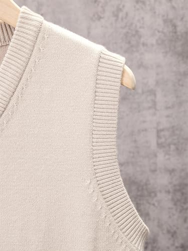 SaoBiiu Men's Knit V-Neck Sweater Vest Autumn Winter Casual Sleeveless Sweater3