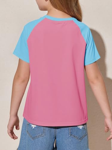 Image of Imily Bela Kids Girls T Shirts Casual Raglan Short Sleeve Crewneck Color Block Summer Tees 5-14 Years