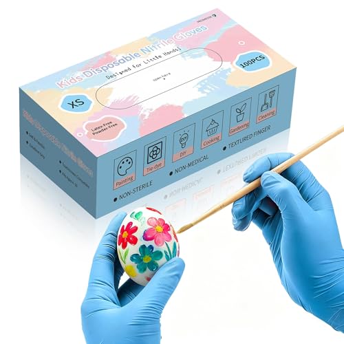 PROMEDIX P Kids Gloves Disposable for 6-10 Years,100PCS Nitrile Gloves for Crafting,Cooking,Gardening,Latex and Powder Free