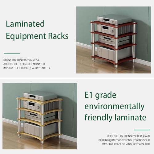 Estante esquinero para componentes de audio para tocadiscos y receptor estéreo, armario HiFi para equipos audiófilos, amarillo, 60 x 48 x 62 cm, solución de almacenamiento perfecta para ahorrar - imagen 5