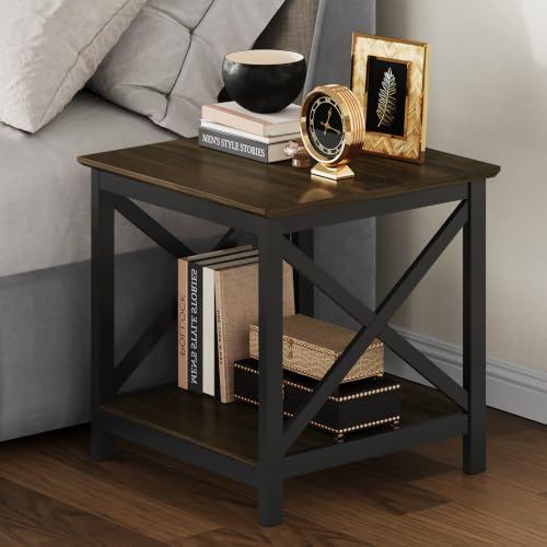 Image of ChooChoo End Tables Set of 2, 24 Inch End Table with 2-Tier Storage Shelf