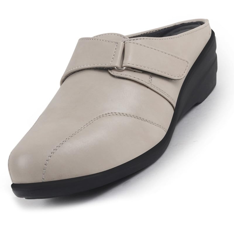 Women's Back Open Formal Slip On Flatform Heel Wedges with Hook and Loop|Adjustable Strap Shoes|Office Meetings