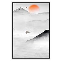 Framed Canvas Wall Art Abstract Sunrise and Sunset Canvas Prints Home Artwork Decoration for Living Room,Bedroom - 16x24 inches