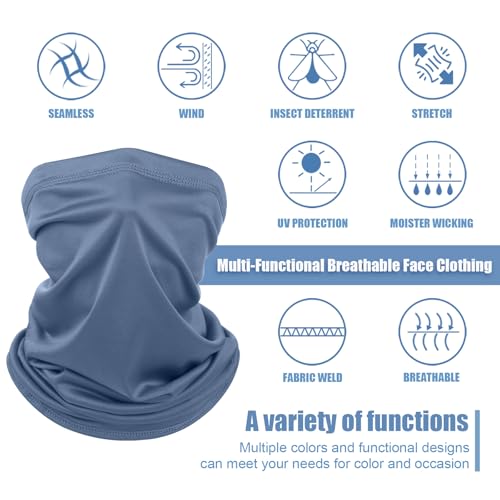 Image of Geyoga 6 Pcs Summer UV Protection Cooling Neck Gaiter Scarf Face Clothing Neck Gaiter Mask Sunscreen Breathable Bandana