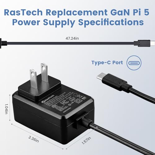 image for Ｒ&infin;ＲａｓＴｅｃｈ RasTech for Raspberry Pi 5 GaN PD 27W 
