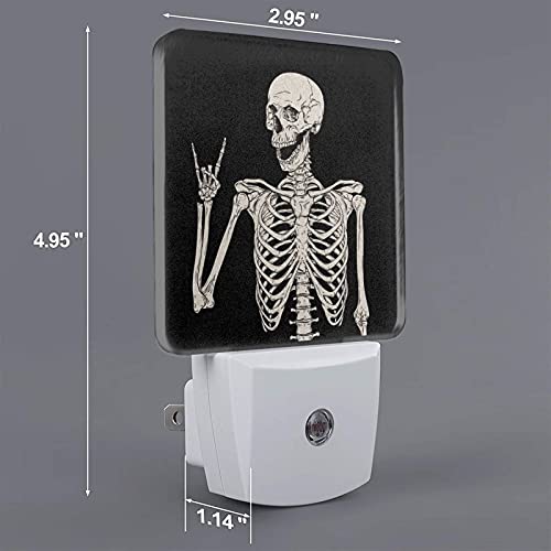 Image of Skeleton Skull Boho Hippie Night Light Set of 2 Auto Sensor LED Dusk-to-Dawn Nightlights Plug-in Sensor Lamp for Bedroom Bathroom Kitchen Hallway Stairs Decorative