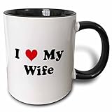 3dRose I Love My Wife-Two Tone Black Mug, 11 oz, Multicolored