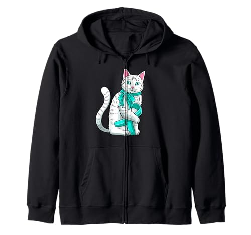 Tourette's Awareness - Soporte de cinta de gato, color verde azulado Sudadera con Capucha