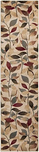BoutiqueRugs Ober Contemporary Floral Runner Rug - Modern Patterned Leaf Rug for Hallway - Light Green, Dark Brown, Olive, Sage - 2'11