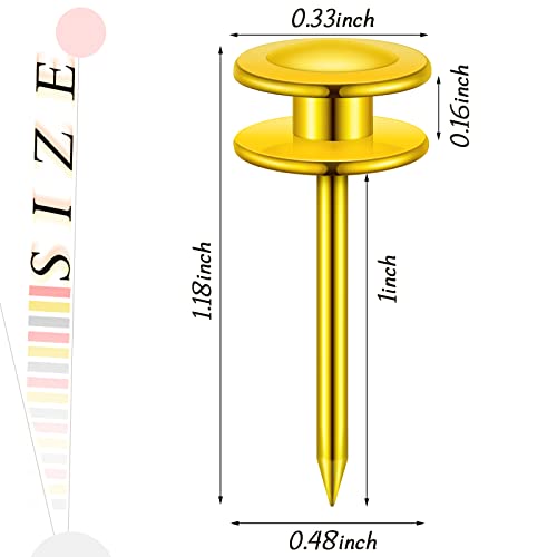 Image of Hotop 25 Pcs Double Headed Picture Hangers Nails Small Head Hanging Nails Picture Photo Hanging Hook Pins Decorative Nail Hook Hangers for Home Office School (Golden)