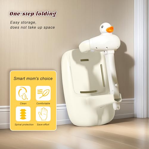 Image of Adjustable Height Baby Shower Stand with Anti-Slip Base, Portable Foldable Bath Stand for Infant Safety, Toddler Standing Bath Support for Shower & Tub for Infants 8-36 Months