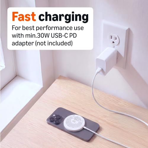 Amazon Basics 25W Qi2.2 Certified Wireless Charging Pad, MagSafe Compatible for iPhone 17/16/15/14/13/12, Magnetic Compatible for Android, Google Smartphones, White (Adapter Not Included) - image 5