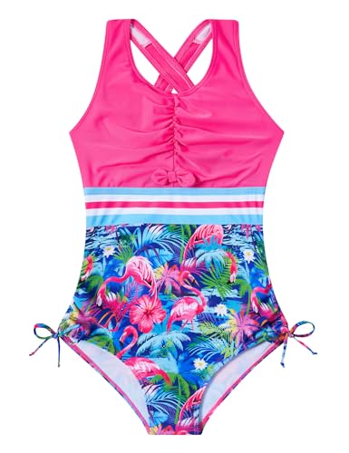 Image of BFUSTYLE Girls Swimsuit One Piece Bathing Suit 4-13 Years Sleeveless Beach Swimwear