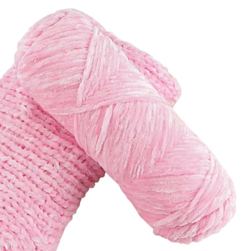 Yarn Velvet Knitting Yarn Soft Crochet Ball Craft Multi Colors, Ideal for Beginners Kids Crafts (Light Pink)