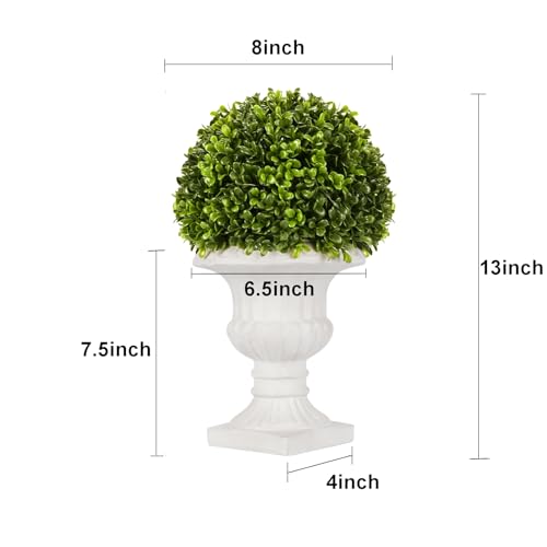 SEVENLOVE 2 Pack Artificial Boxwood Topiary Ball with Lights in Urn Container, 13" Topiary Centerpiece for Home Décor, Mini Fake Plant Greenery Arrangement by SEVENLOVE - Used condition - Image 2