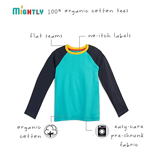 Image of Mightly Boys and Girls' Long Sleeve Raglan Shirt | Organic Cotton, Colorful Casual Stylish Clothes, Soft&Fresh Crew Neck Tee