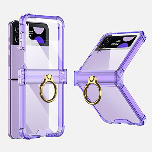 Coque silicone Samsung Z Flip 3 violette avec anneau de protection intégrale