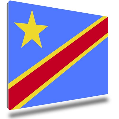 TRIOSK Kühlschrankmagnete Länderflaggen Magnet Flagge Demokratische Republik Kongo Reise Souvenir Geschenk für Reiselustige Frauen Männer Weltenbummler stark eckig groß 85x55 mm