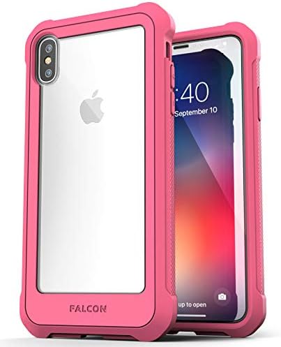 Encased iPhone Xs Max Case Pink - Full Body Clear Case with Tempered Glass Screen Protector for Apple iPhone XsMax