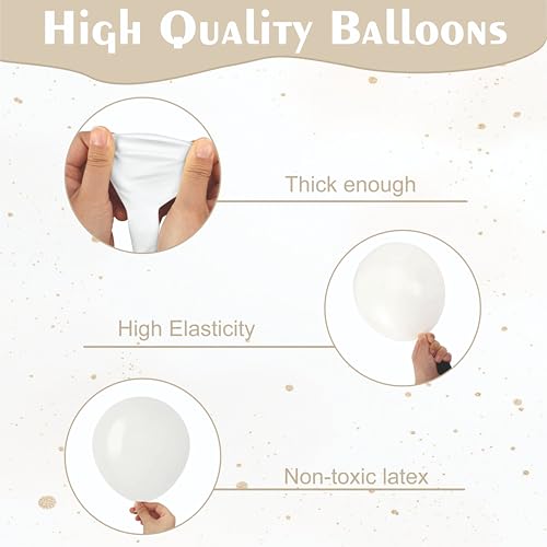 Image of Balloon Decoration Set, White and Sand White, 42 Pieces, for Birthday decoration, Anniversary, home decor items, baby shower