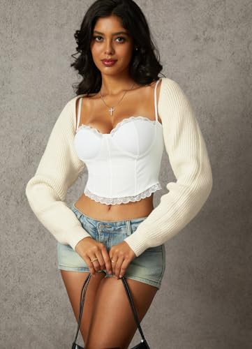 Image of Navneet Women Knit Bolero Shoulder Shrug Sweater Cropped Cardigan