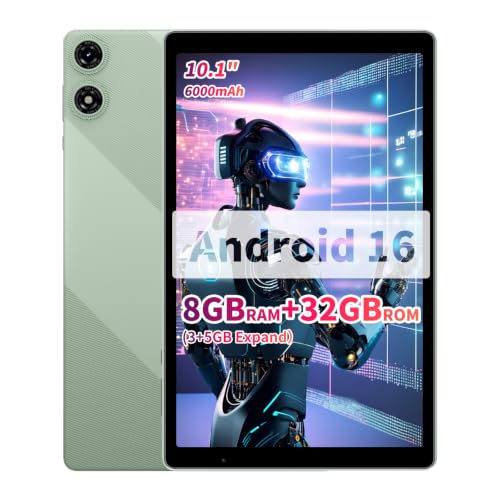 Image of Tablet 10 inch Android 16, 32GB+1TB Storage, 1280x800 IPS Green