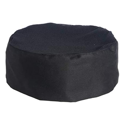 Kichvoe 1PC Unisex Cool Vent Chefs Beanie Cap with Mesh Hats Adjustable Food Service Cooking Hat- Black Cover