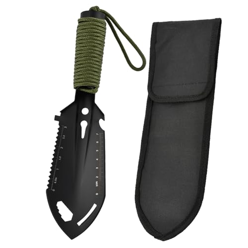 Small Camping Shovel 9 in 1 Portable Mini Hand Shovel Backpacking Trowel Multitool for Camping Gardening Outdoor Survival(Color:Black)