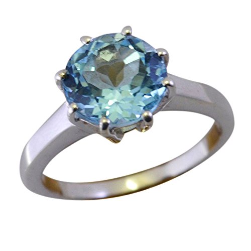 Bague en argent et topaze bleue naturelle le cadeau idéal style Prong taille I à R