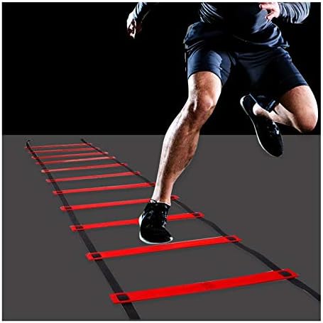 Speed Agility Ladder, Step Training Ladder Rope Basketball Football Boxing Training Ladder with Storage Bag, Exercise The Soles and Knee Muscles XXIOJUN (Color : Red, Size : 15m/30pcs)