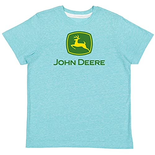Image of John Deere Toddler Girl Short Sleeve Melange Tee Glitter T-shirt-Turquoise-2T