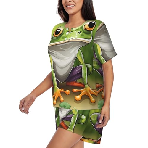 Pijama de rana para mujer: conjunto corto de verano cómodo y casual 2