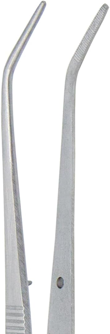 Stainless Steel Tweezers, with Curved Serrated Tip Multipurpose Tweezers Sewing Machine Tweezers Forceps for Craft Repairing (1)
