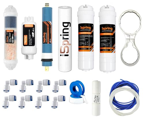 Image of iSpring Complete RO Service Copper Filter Kit of 80 GPD Membrane, Inline, UF, Mineral with All Accessories