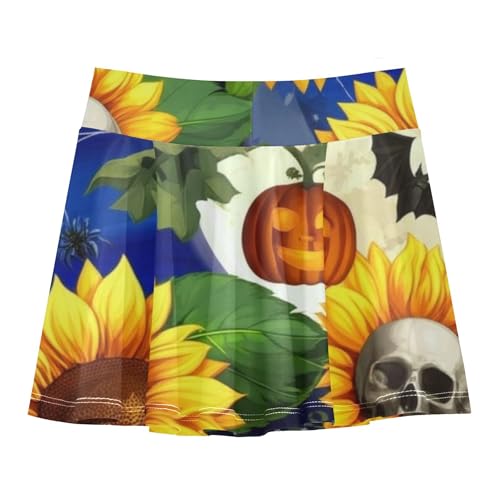 Girls Skorts Athletic Shorts Kids Tennis Skirts Blue Pink Cheer Skirt Sunflowers Skulls 3t2