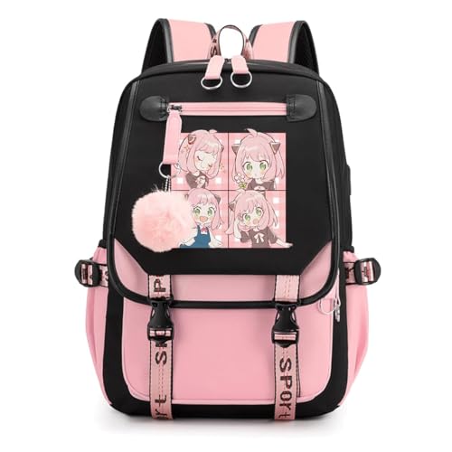 Nesthome Mochila escolar Spy x Family para niñas y mujeres, muy adecuada para niños y niñas, para viajes, para el tiempo libre, adolescentes, viajes, 22 l, Rosa E., Talla única